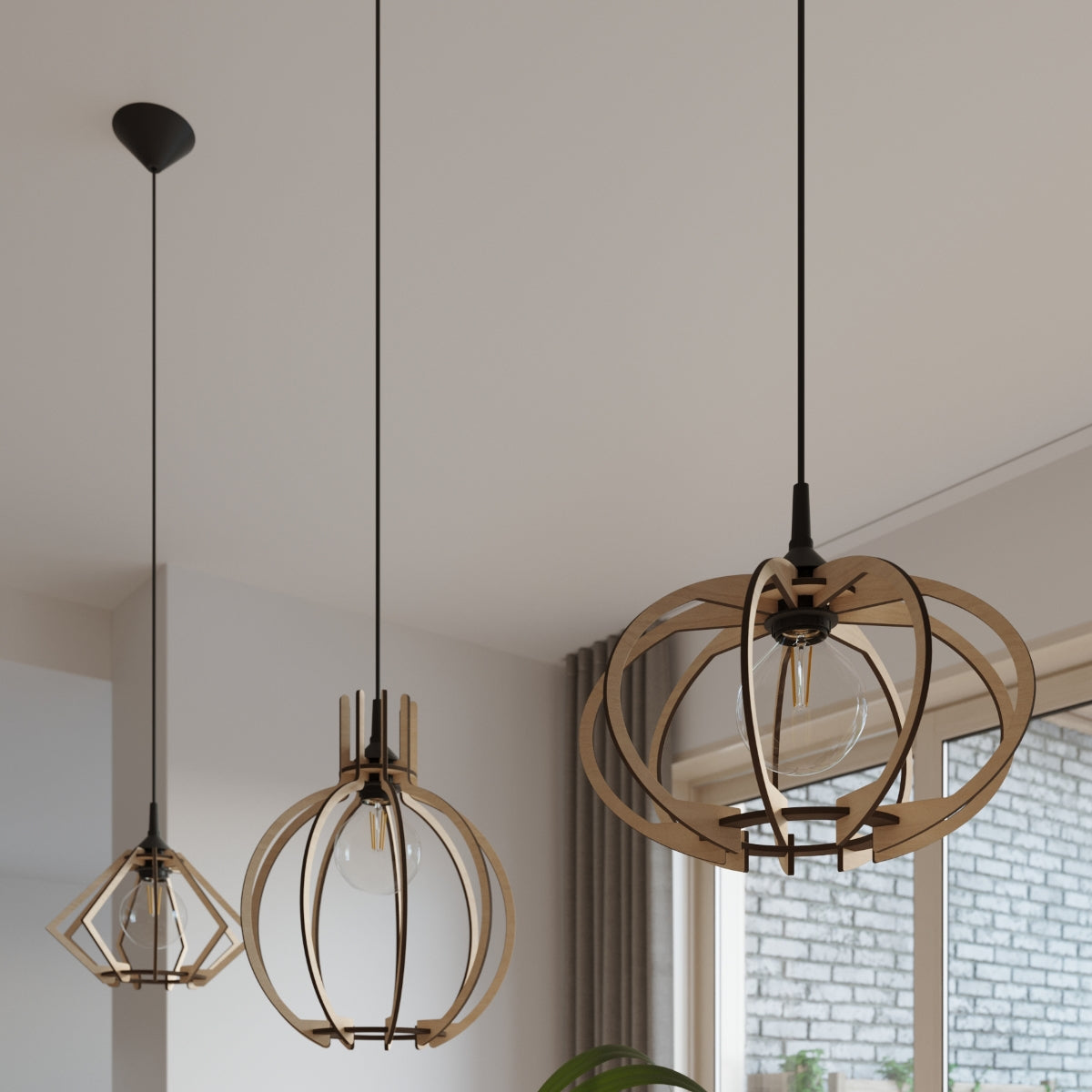 Hanglamp POMPELMO natuurlijk hout