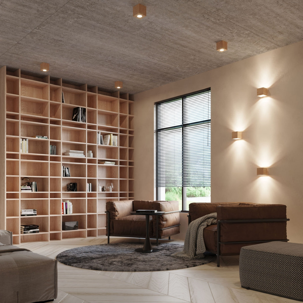 Plafondlamp QUAD naturel hout