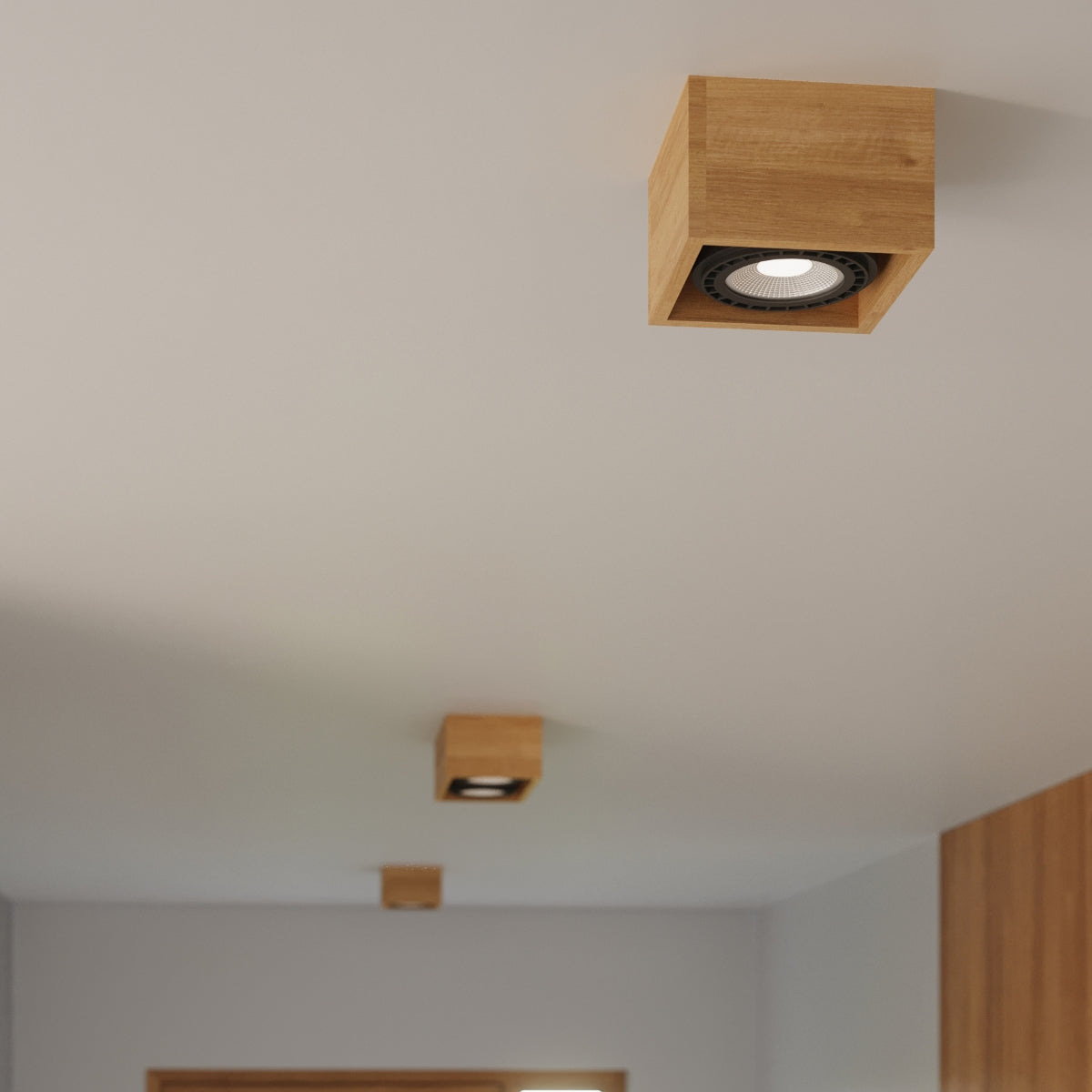 Plafondlamp QUATRO 2 naturel hout