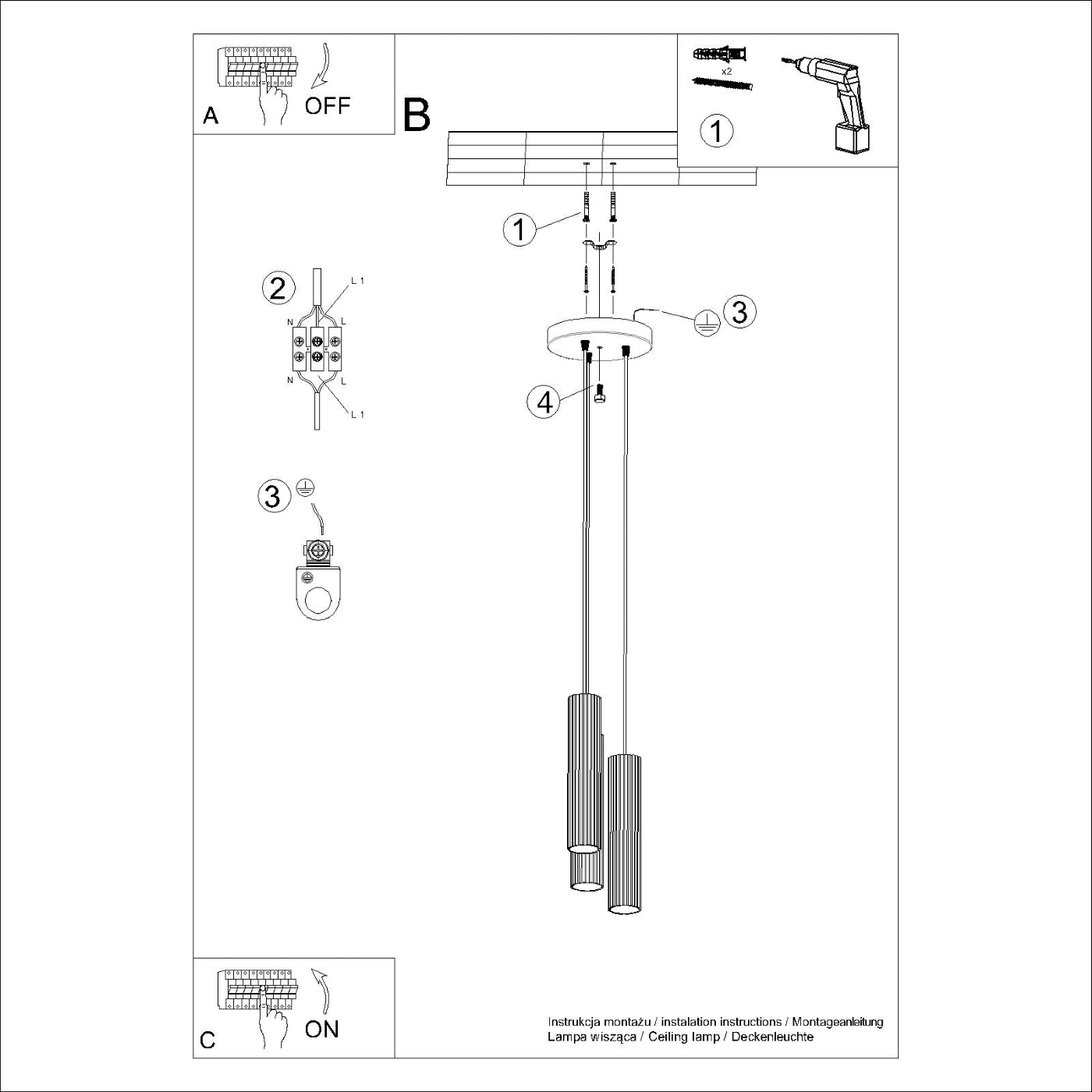 Hanglamp KARBON 3P goud