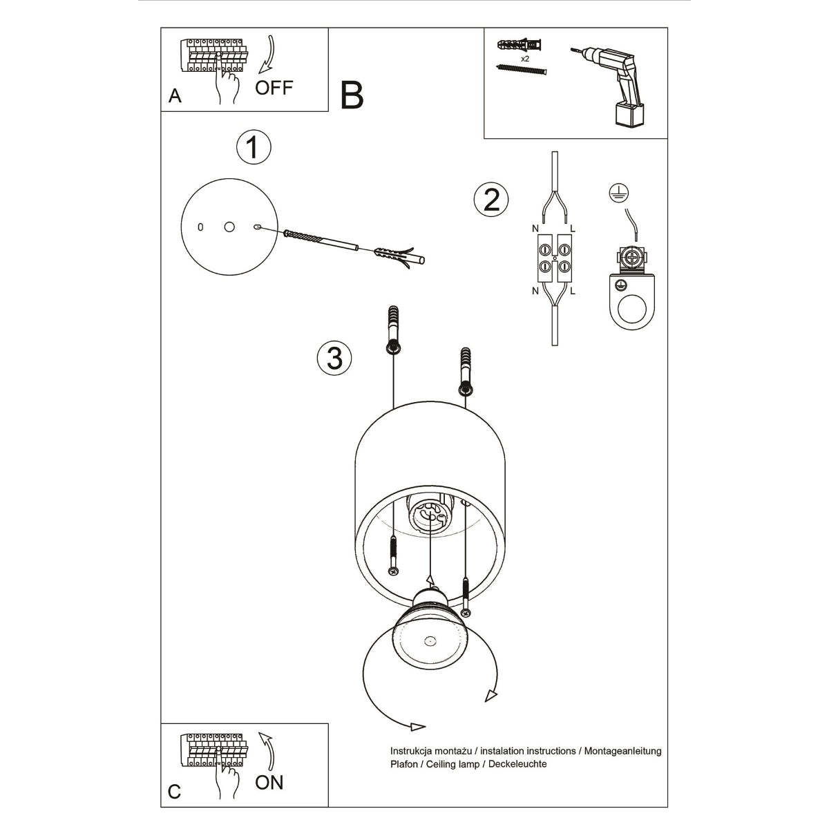 Plafondlamp ORBIS 1 zwart