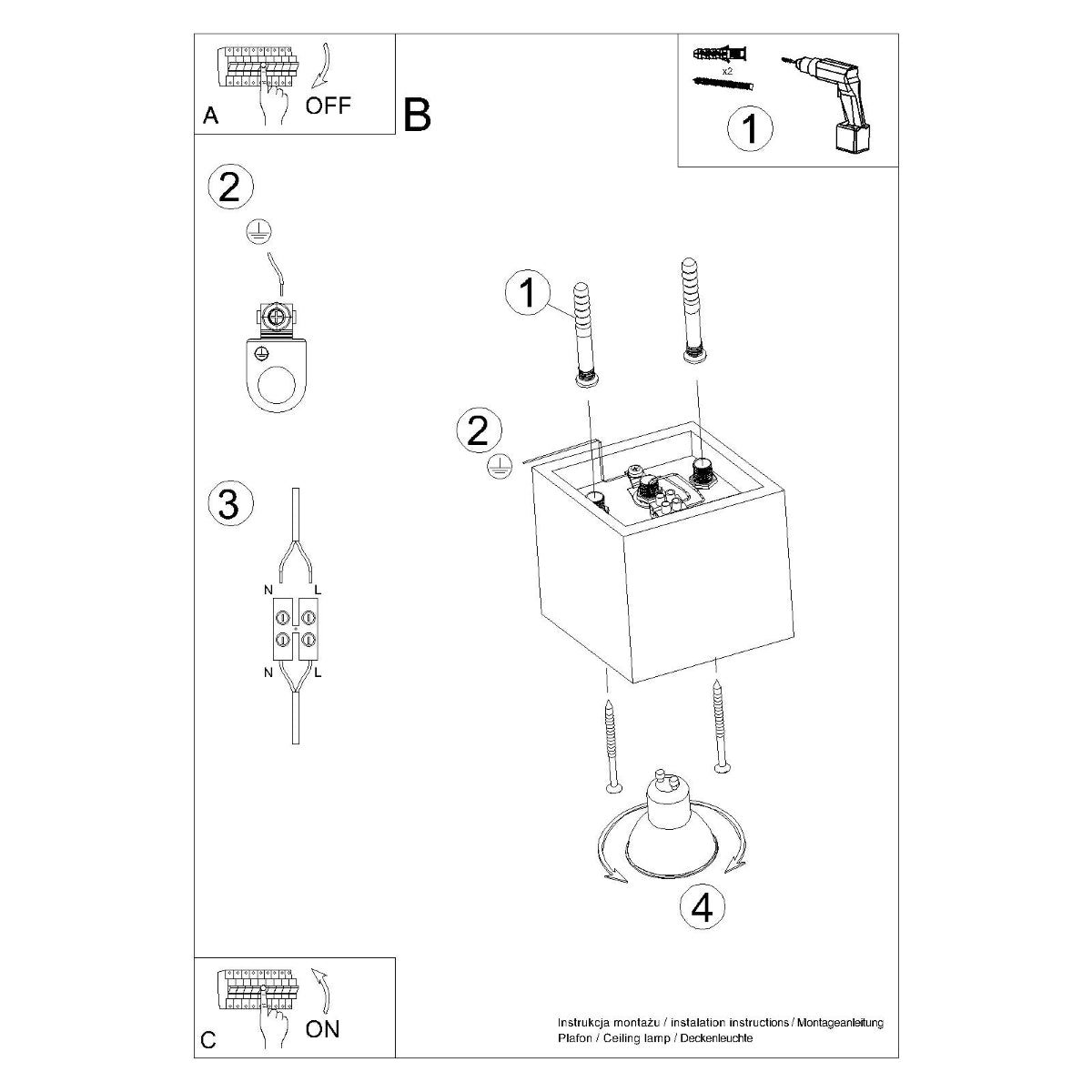 Plafondlamp QUAD 1 wit