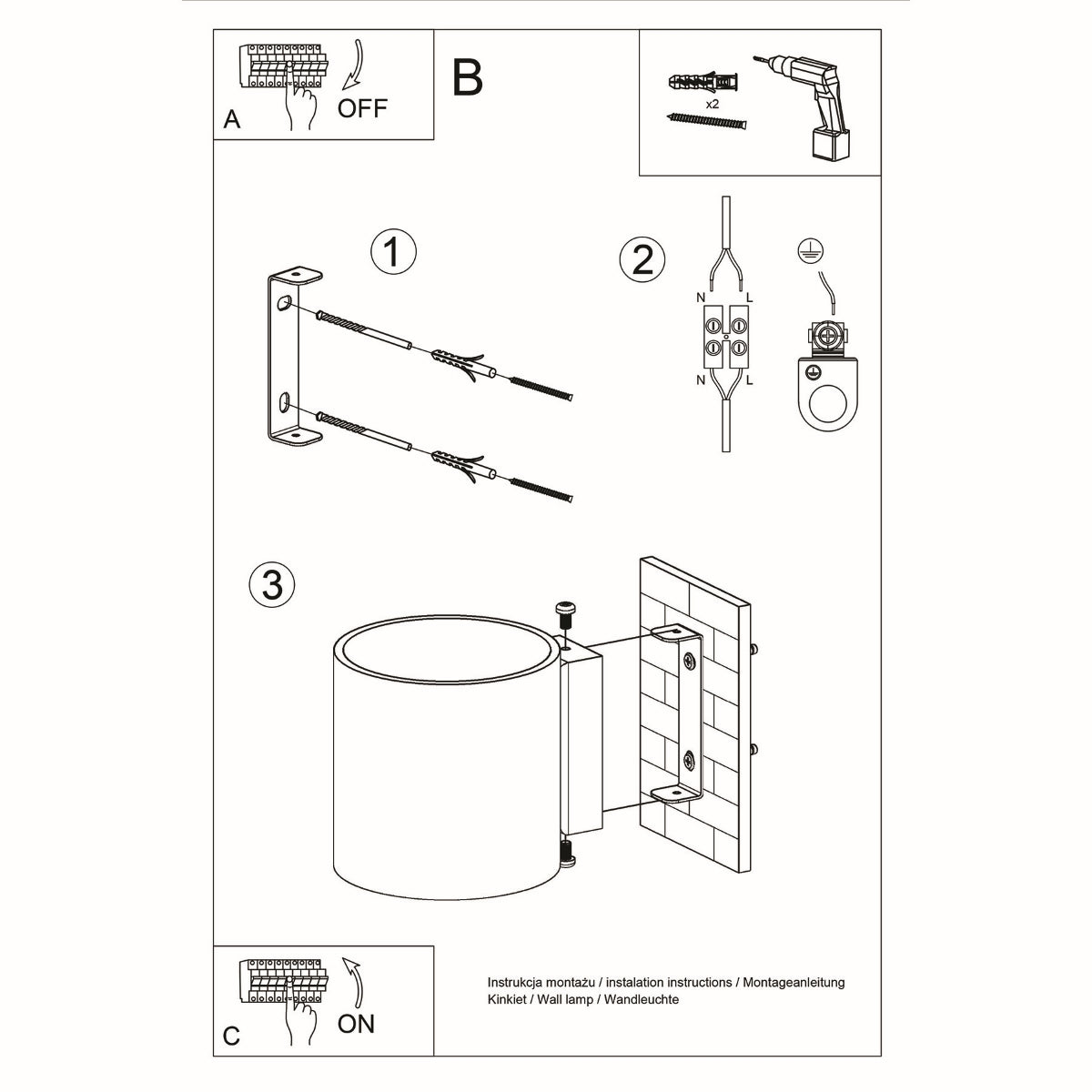 Wandlamp ORBIS 1 grijs