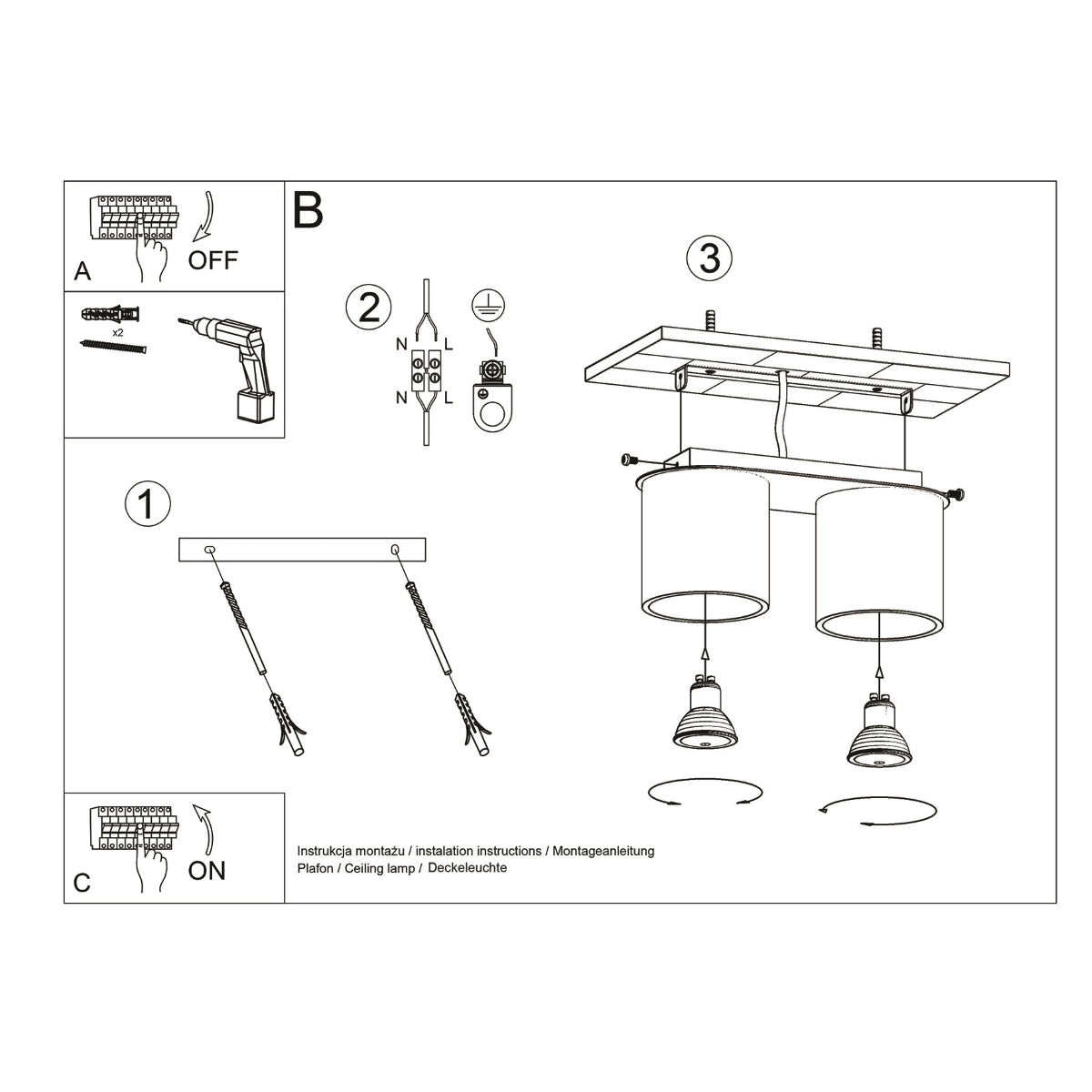 Plafondlamp ORBIS 2 zwart