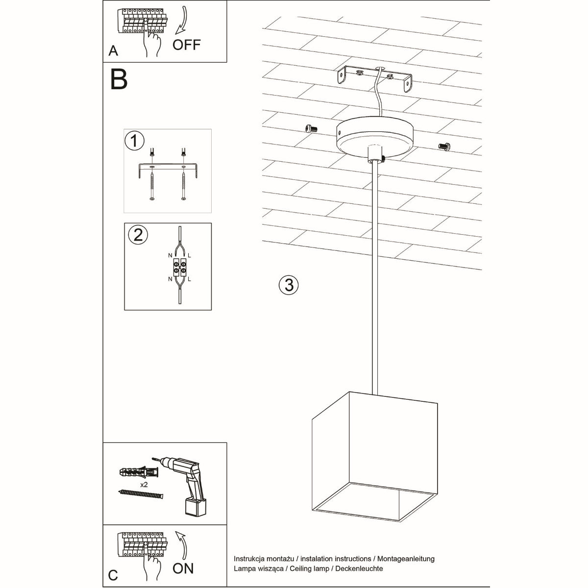 Hanglamp QUAD 1 zwart