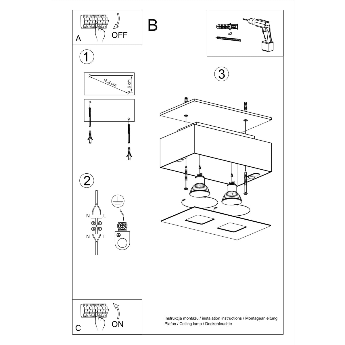 Plafondlamp MONO 2 zwart