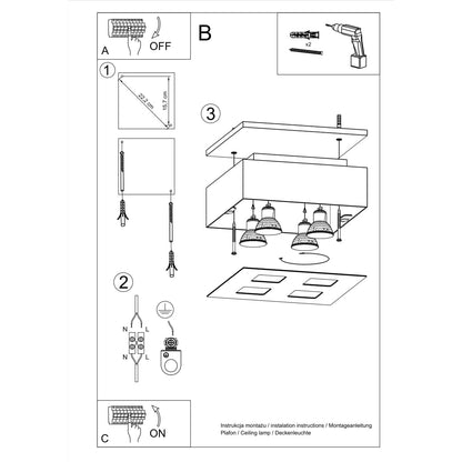 Plafondlamp MONO 4 zwart