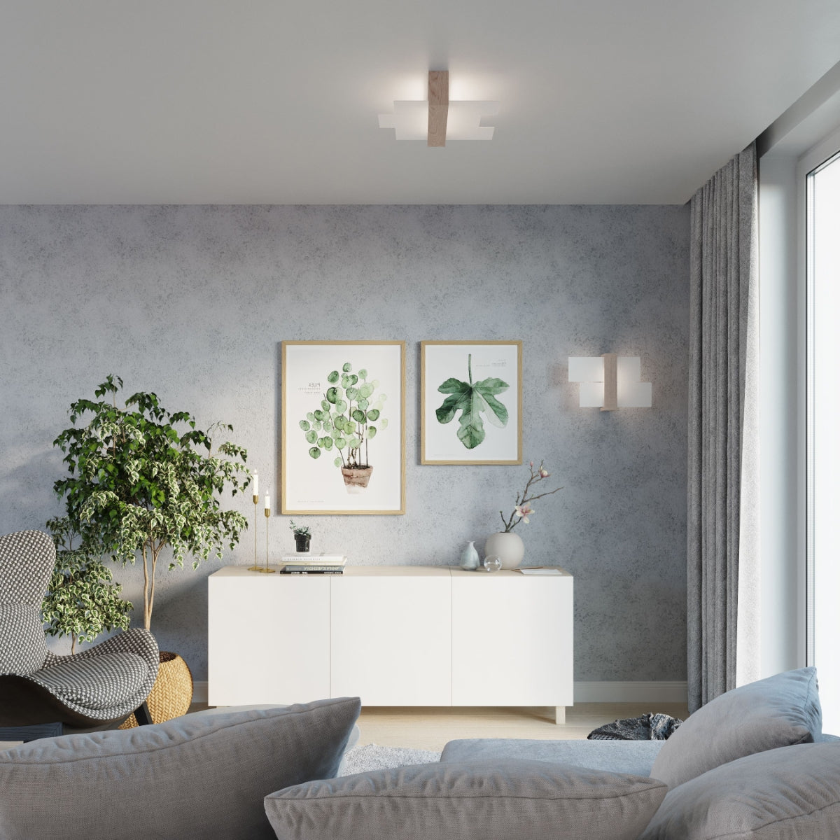 Plafondlamp FENIKS 2 naturel hout