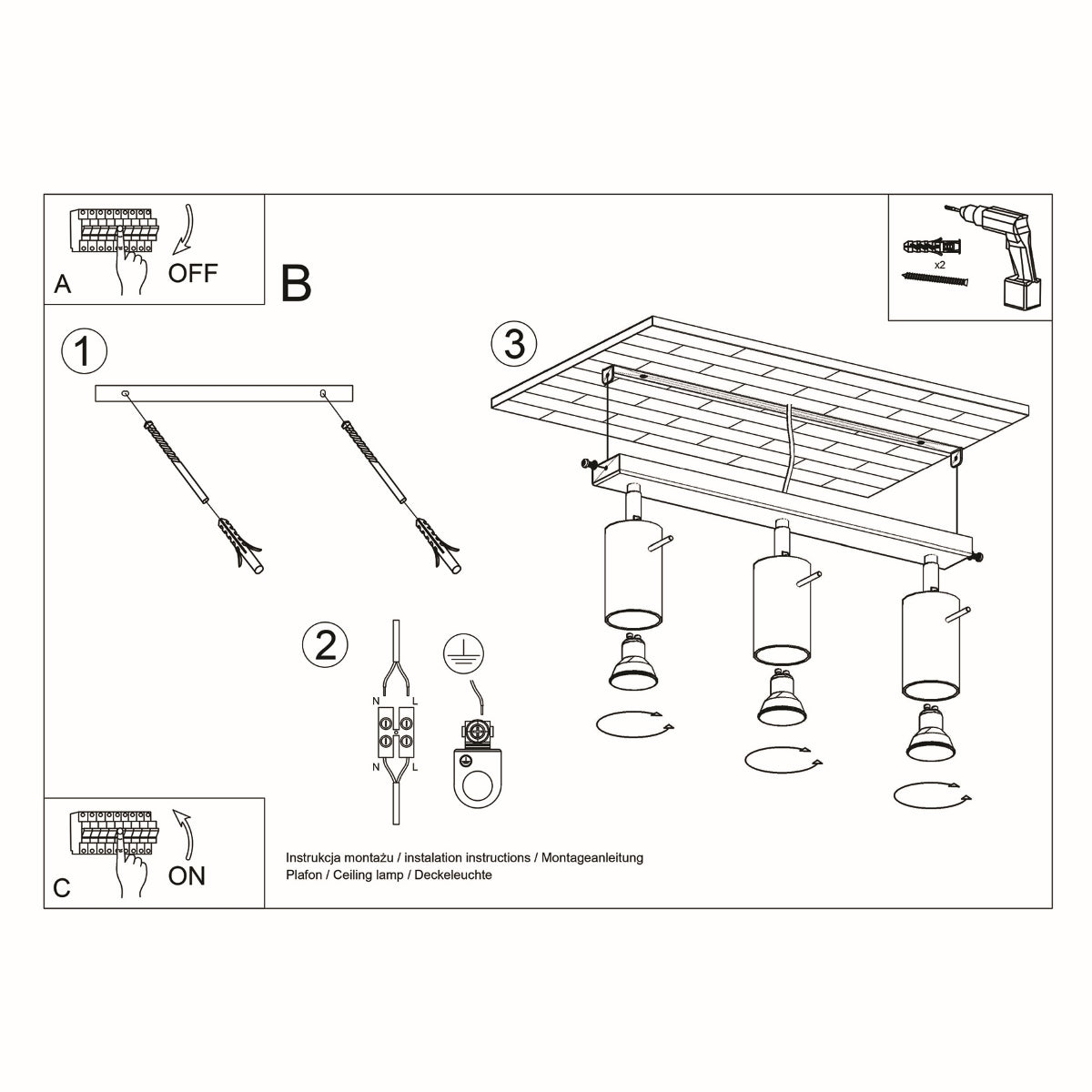 Plafondlamp RING 3 wit