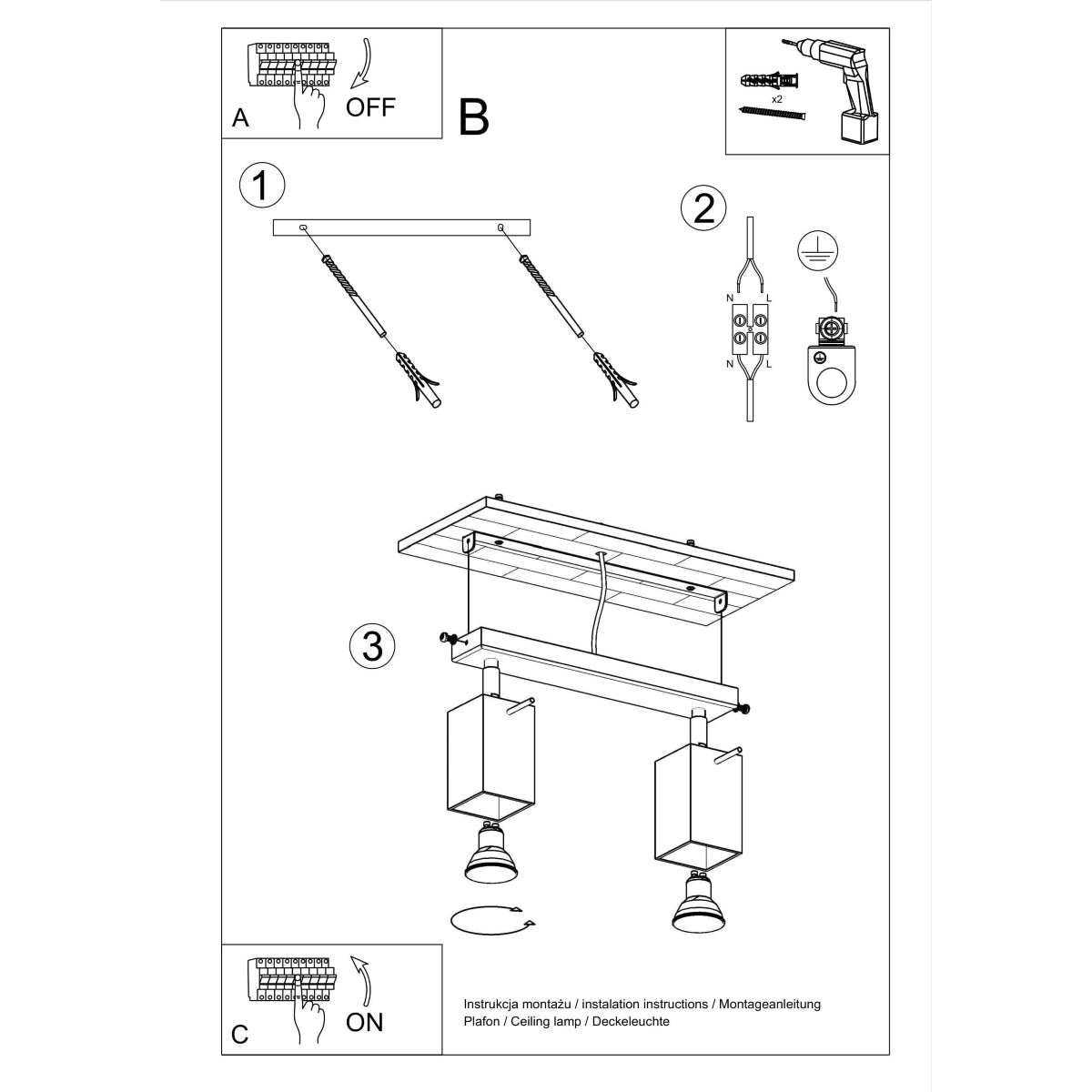 Plafondlamp MERIDA 2 wit