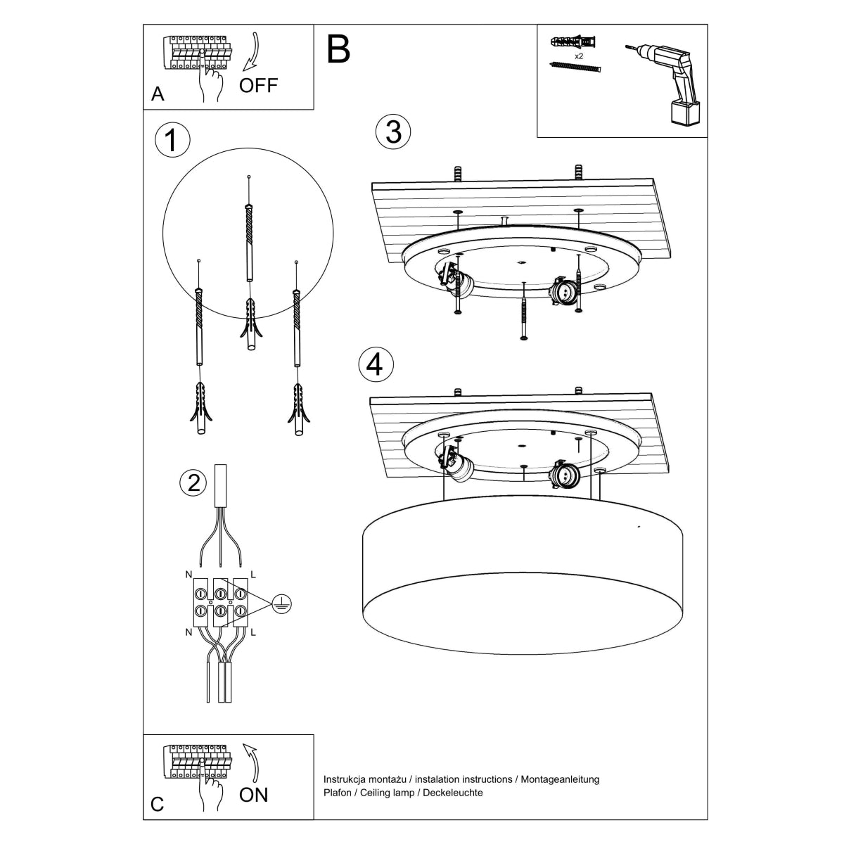 Plafondlamp ARENA 45 zwart