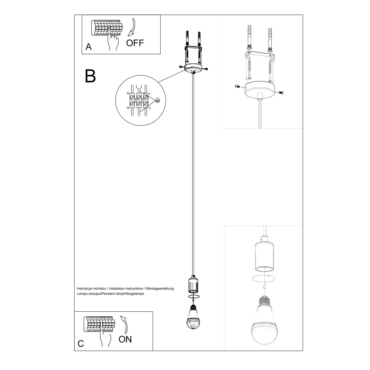 Hanglamp EDISON zwart