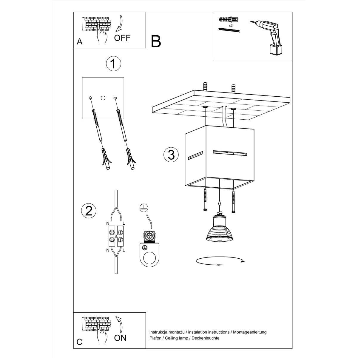 Plafondlamp LOBO wit