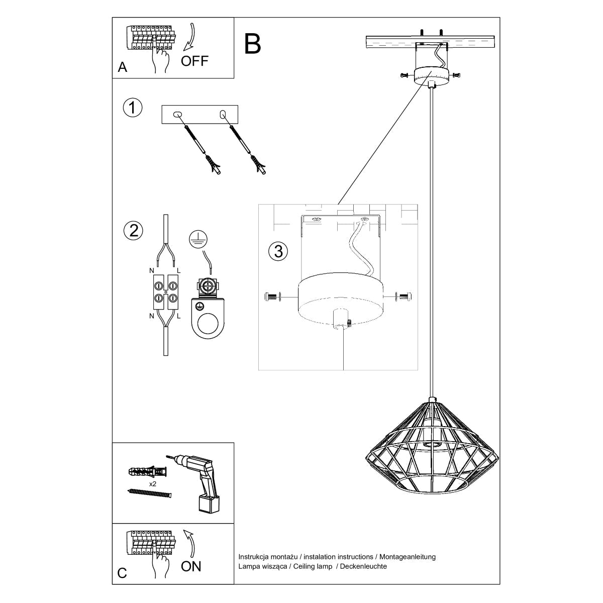 Hanglamp UMBERTO zwart