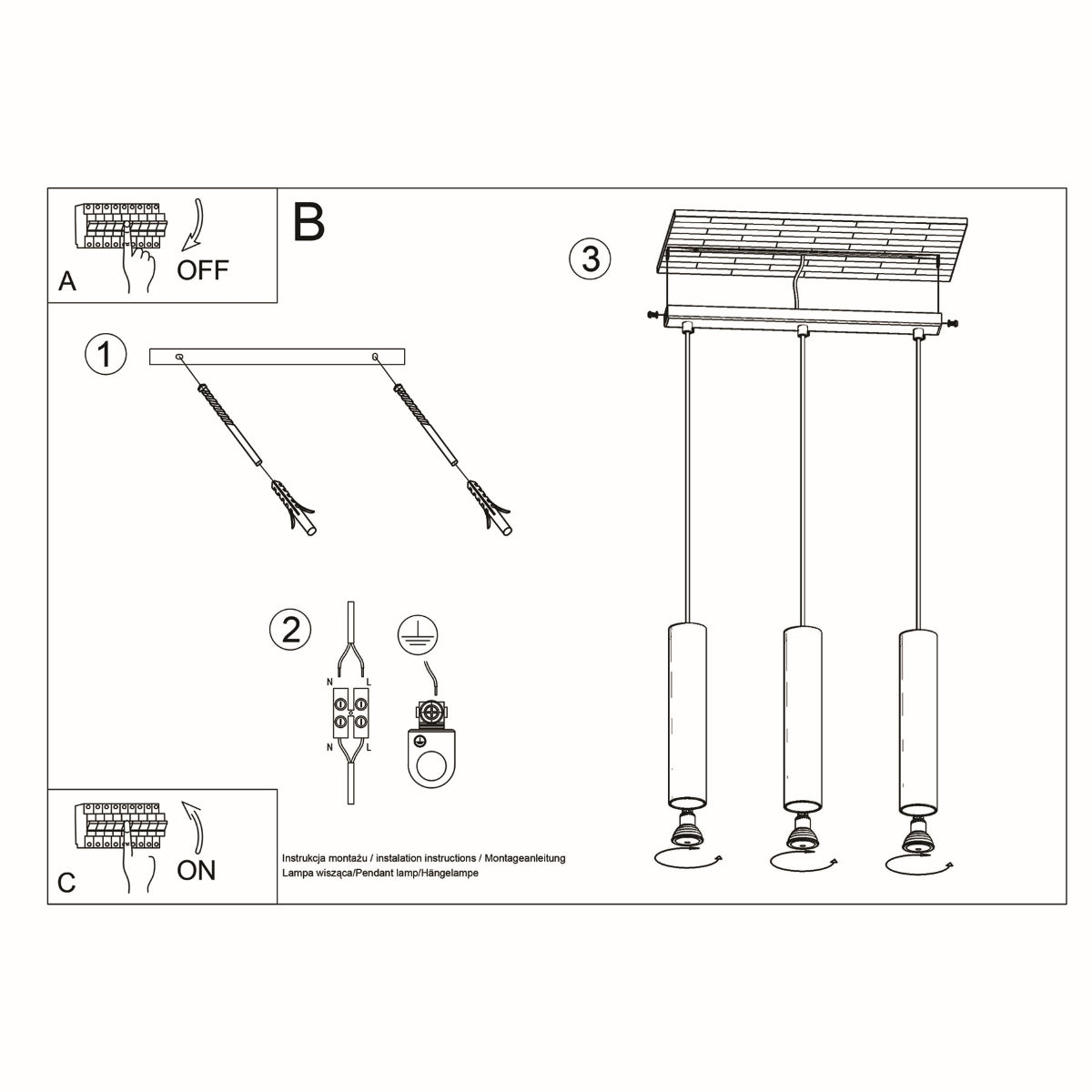 Hanglamp LAGOS 3L wit