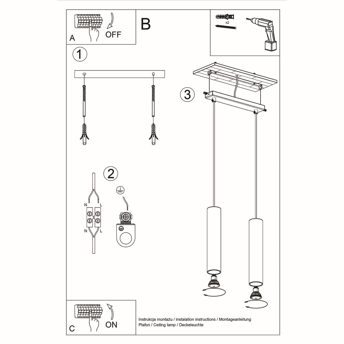 Hanglamp LAGOS 2 zwart