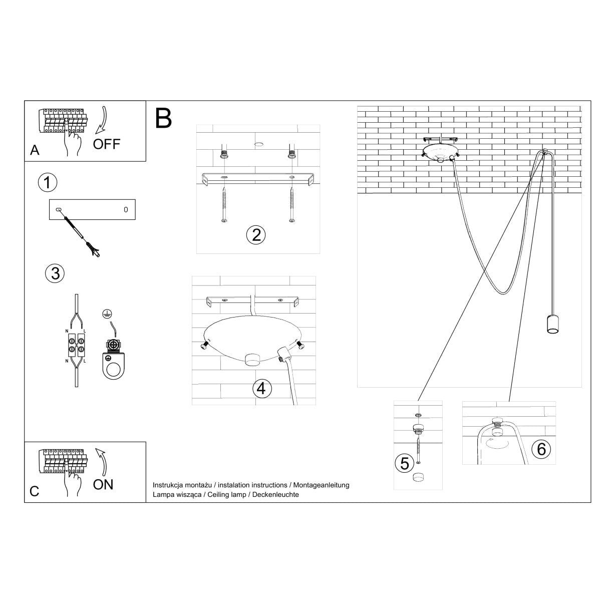 Hanglamp EDISON 1 zwart