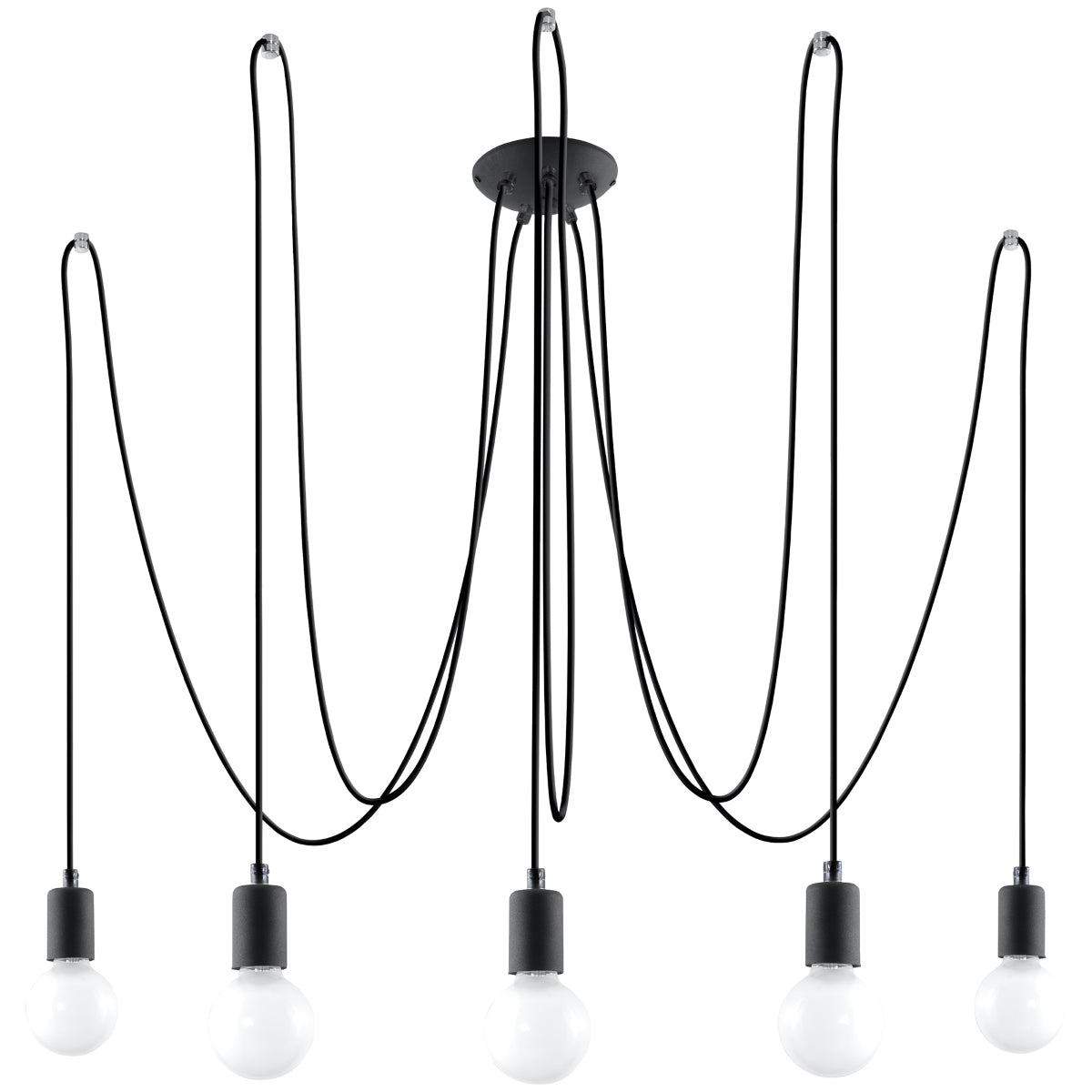 Zwarte elegante Kroonluchter EDISON 5