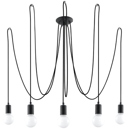 Zwarte elegante Kroonluchter EDISON 5