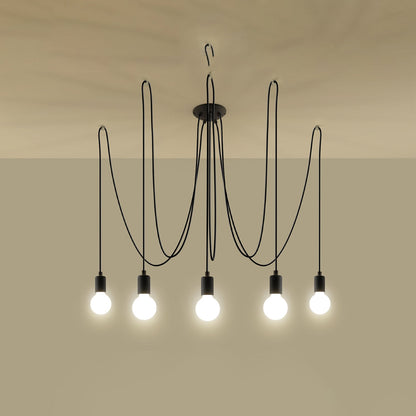 Zwarte elegante Kroonluchter EDISON 5