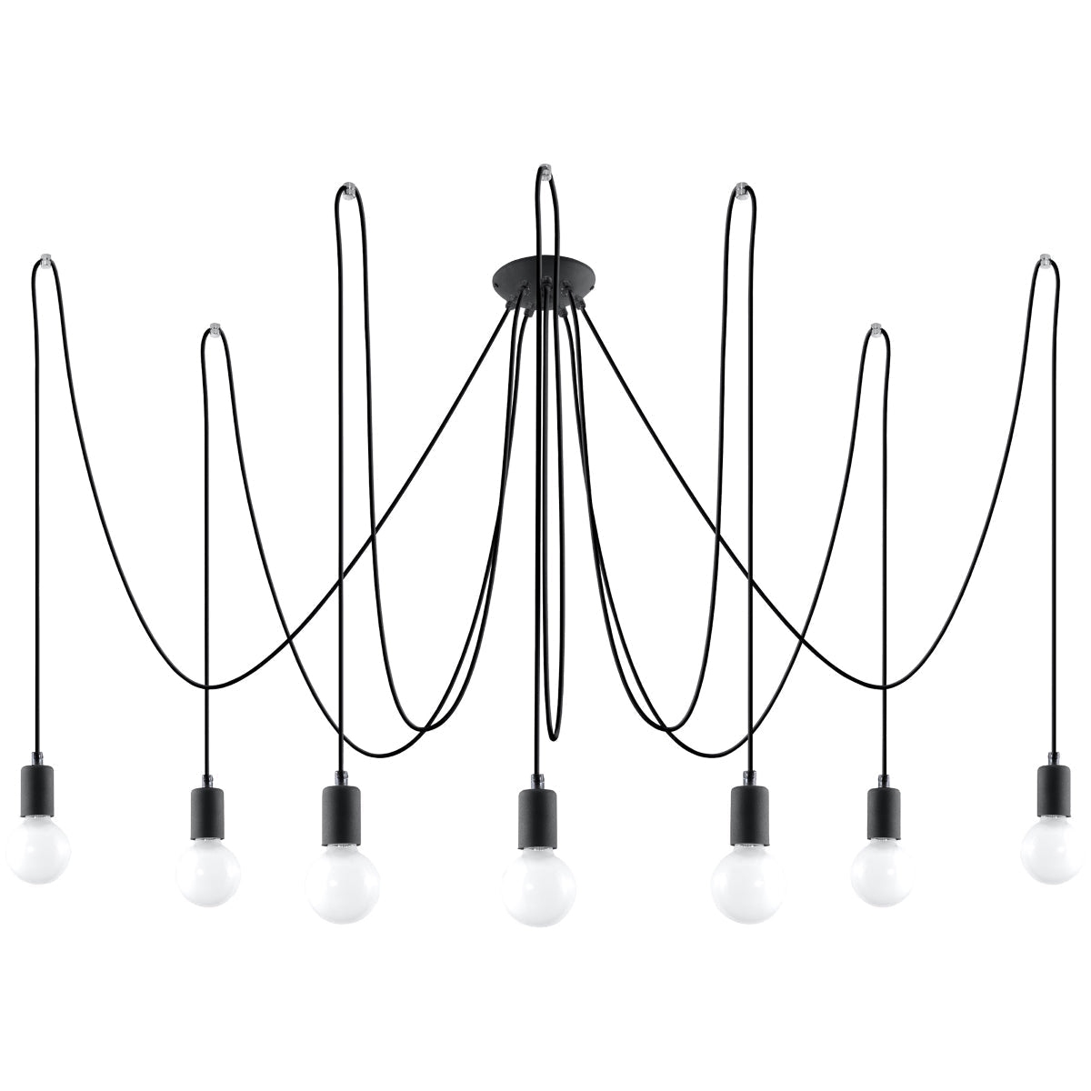 Zwarte elegante Kroonluchter EDISON 7