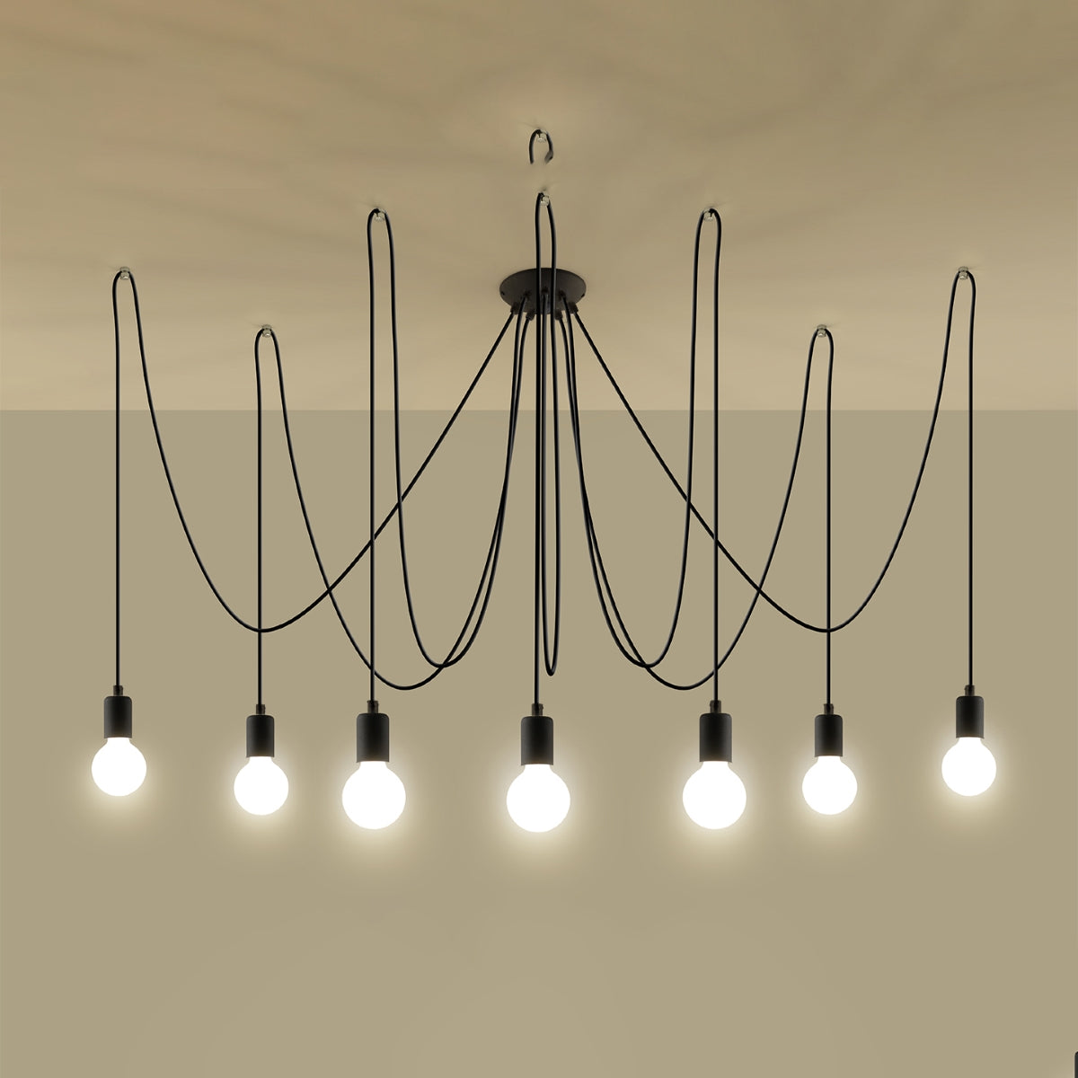 Zwarte elegante Kroonluchter EDISON 7