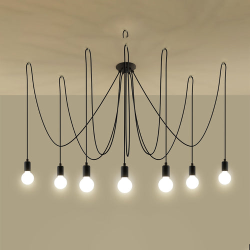 Zwarte elegante Kroonluchter EDISON 7