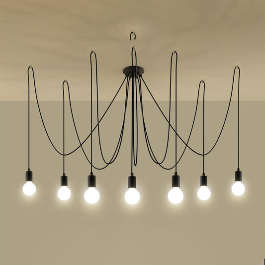 Zwarte elegante Kroonluchter EDISON 7