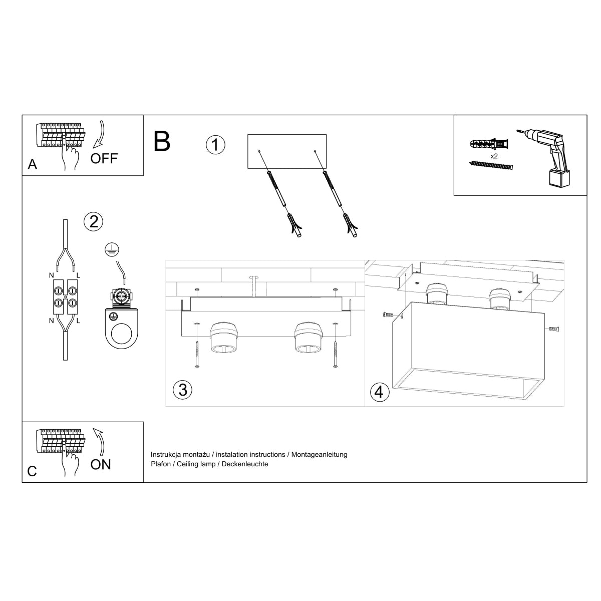 Plafondlamp QUAD wit