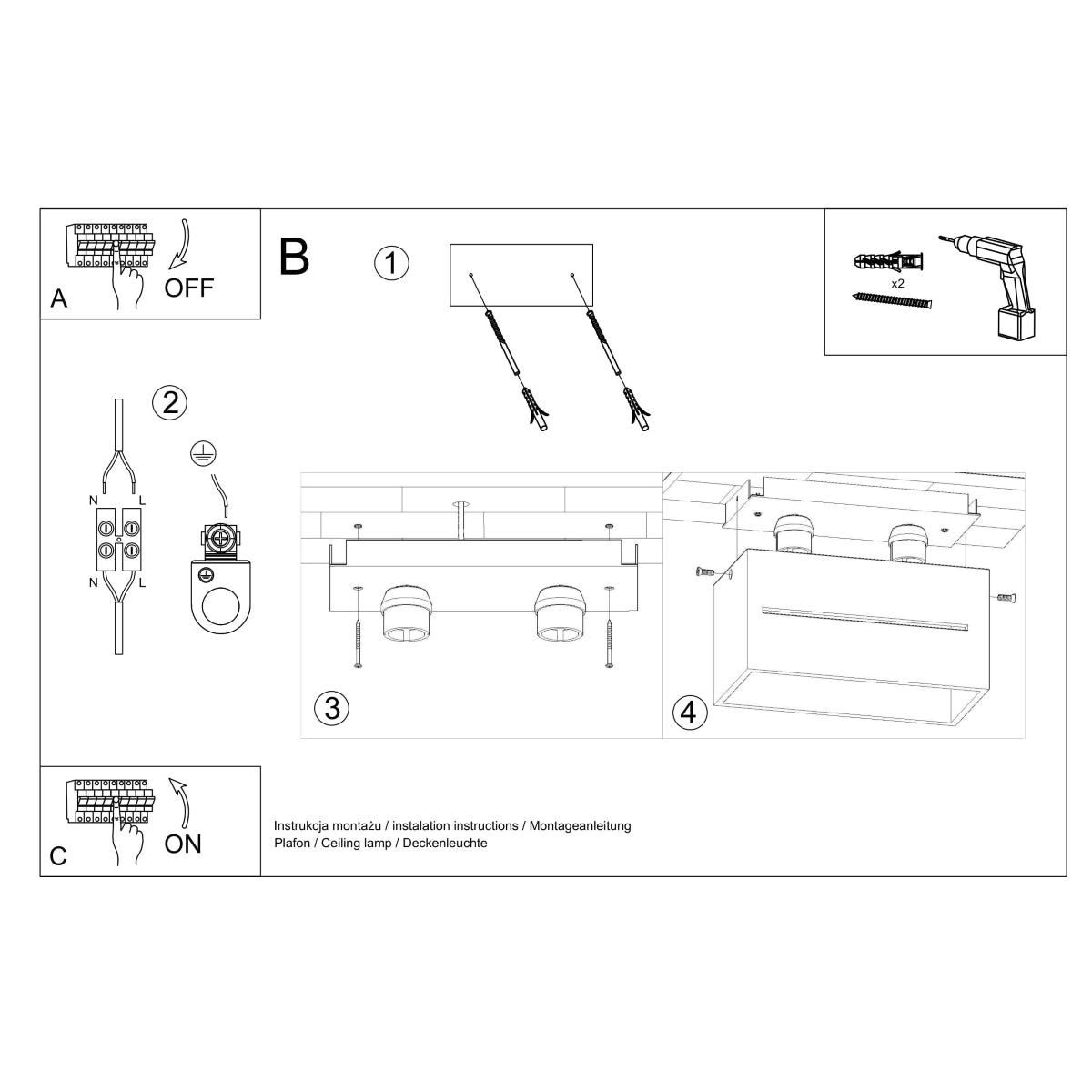 Plafondlamp LOBO 2 wit