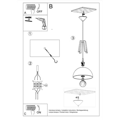 Hanglamp CASCO wit/zwart