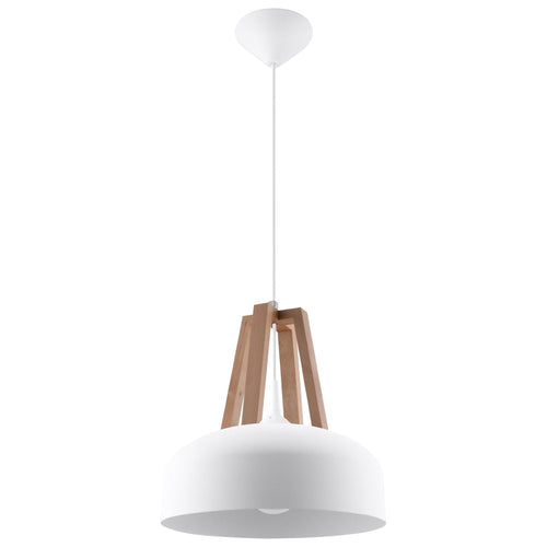 Hanglamp CASCO wit/natuurlijk hout