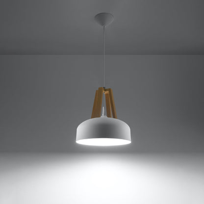 Hanglamp CASCO wit/natuurlijk hout