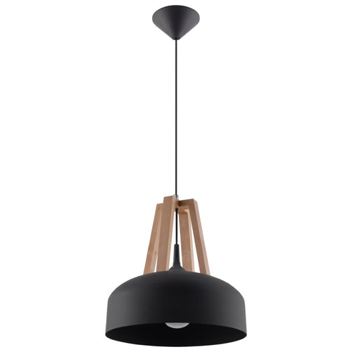 Hanglamp CASCO zwart/natuurlijk hout