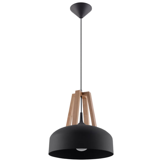Hanglamp CASCO zwart/natuurlijk hout