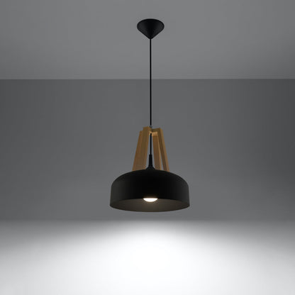 Hanglamp CASCO zwart/natuurlijk hout