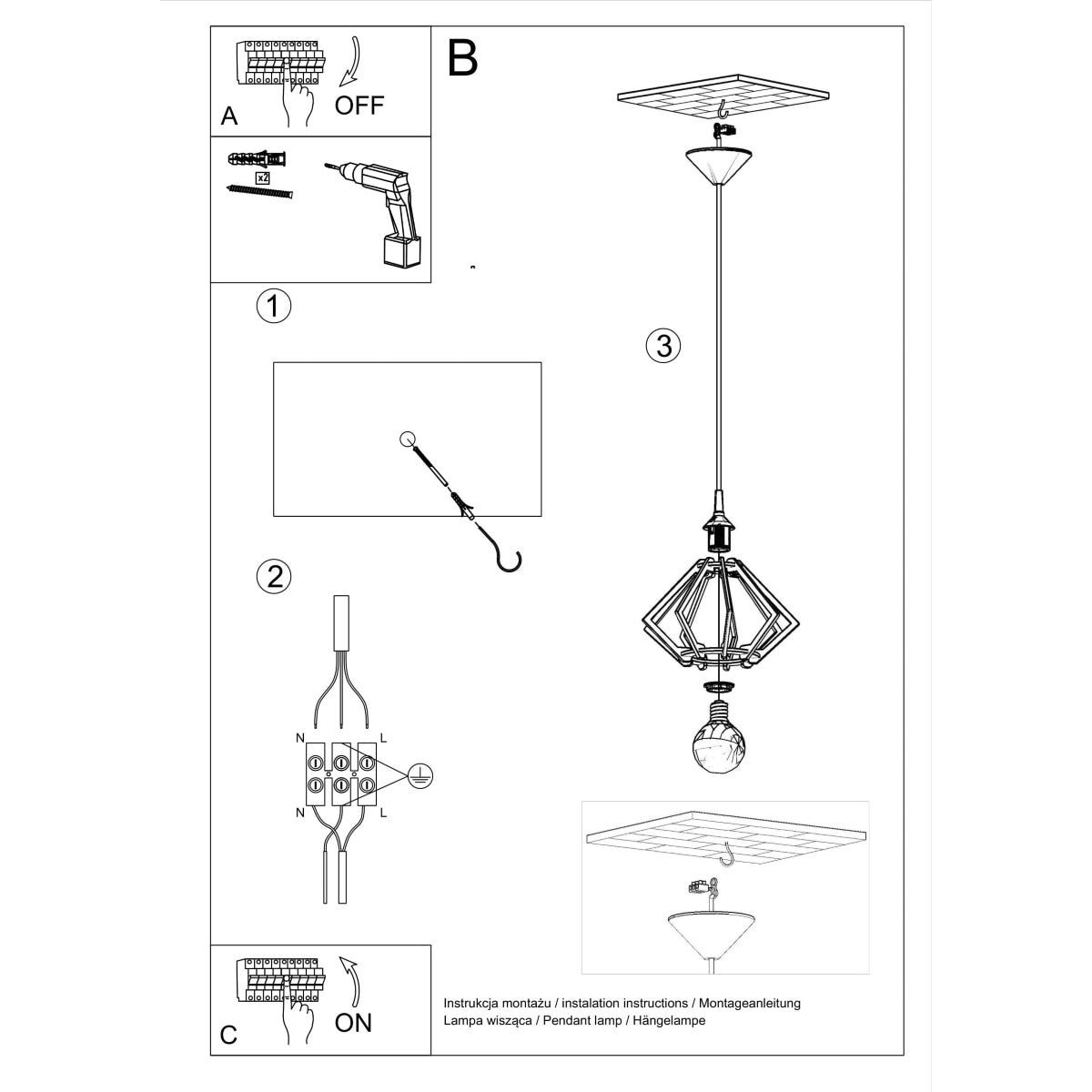Hanglamp POMPELMO natuurlijk hout