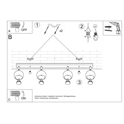 Plafondlamp OCULARE 4L wit