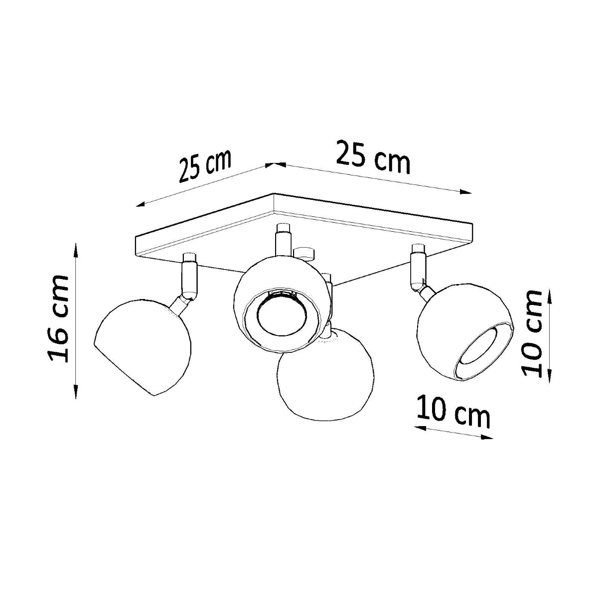 Plafondlamp OCULARE 4 zwart