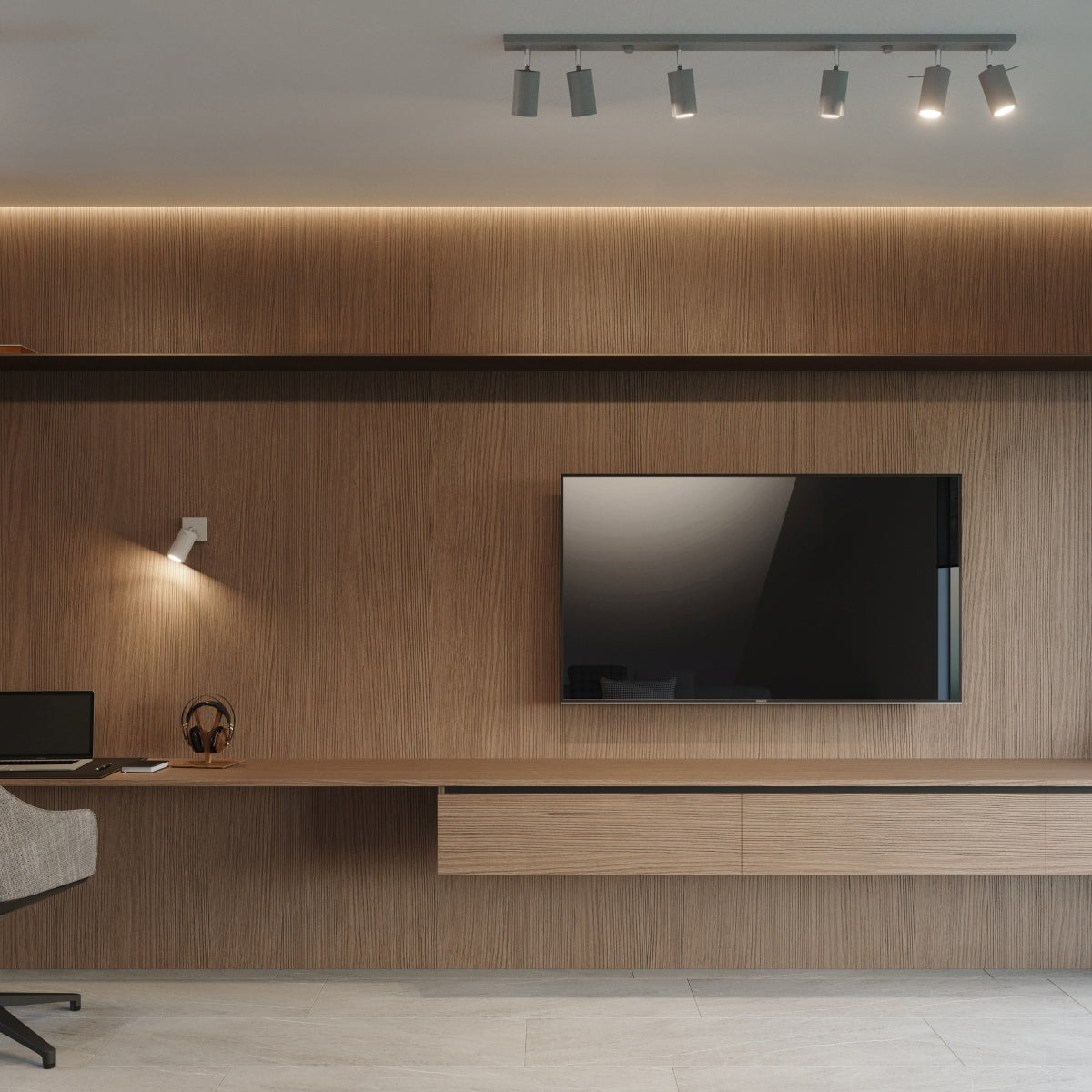 Wandlamp RING 1 grijs