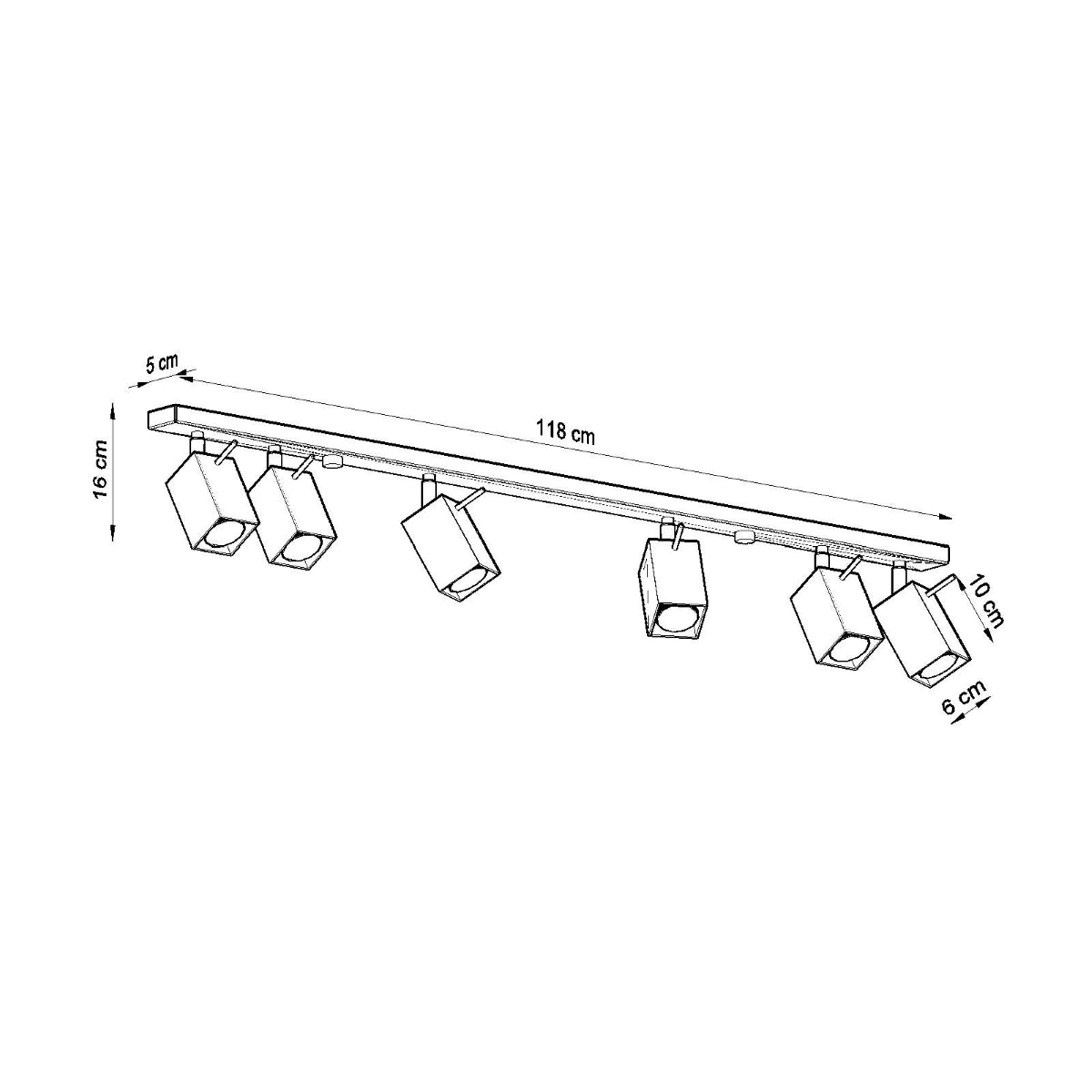 Plafondlamp MERIDA 6L zwart