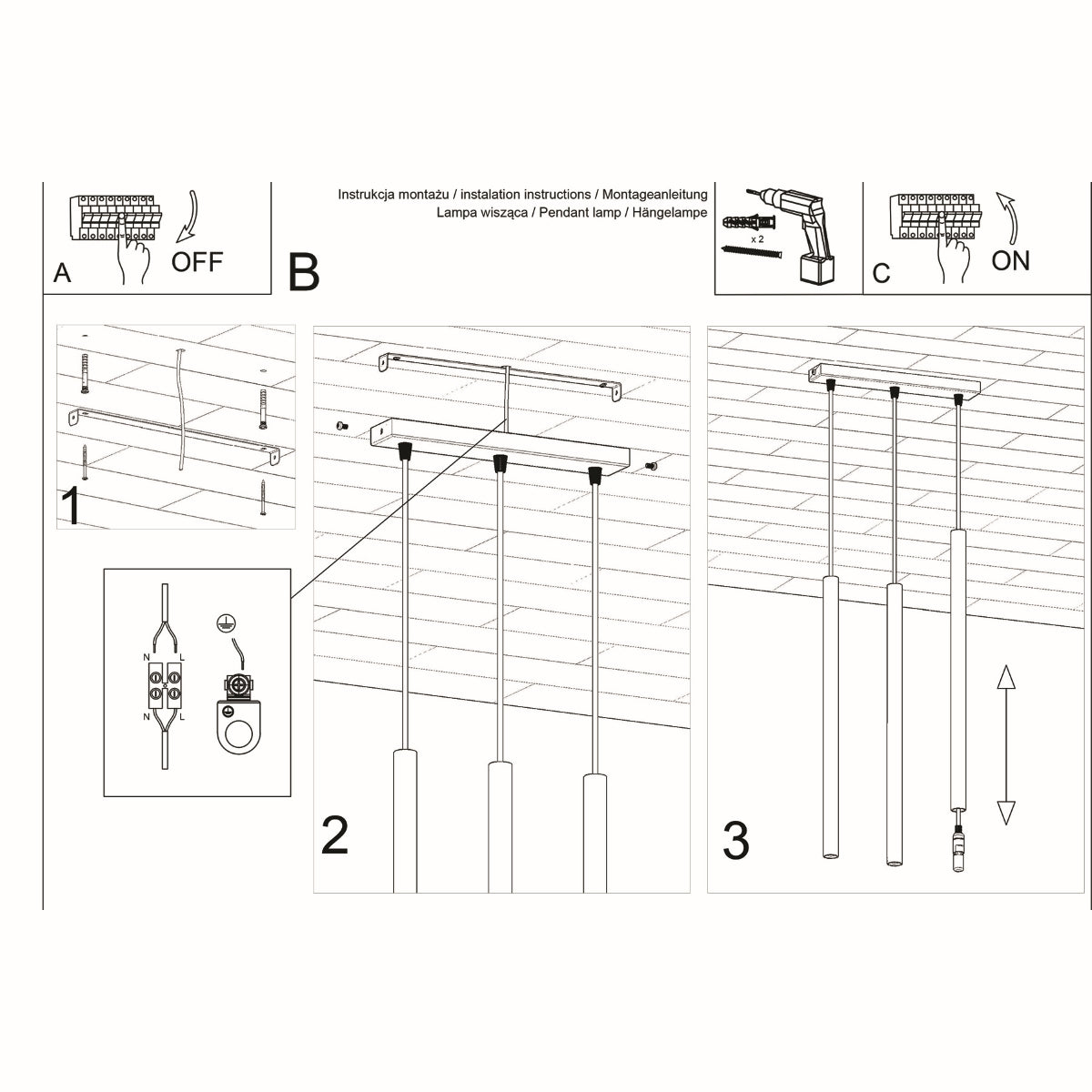 Hanglamp PASTELO 3 wit