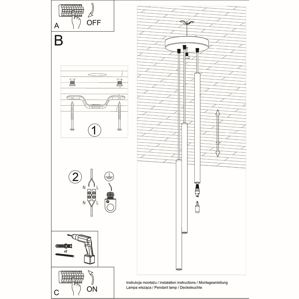 Hanglamp PASTELO 3P wit