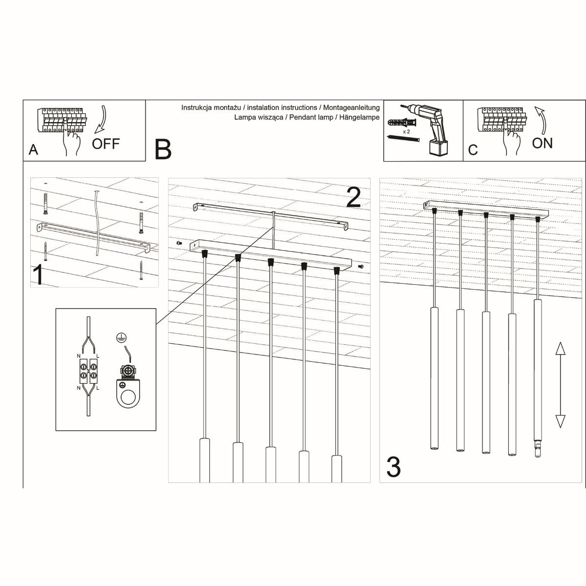 Hanglamp PASTELO 5 wit