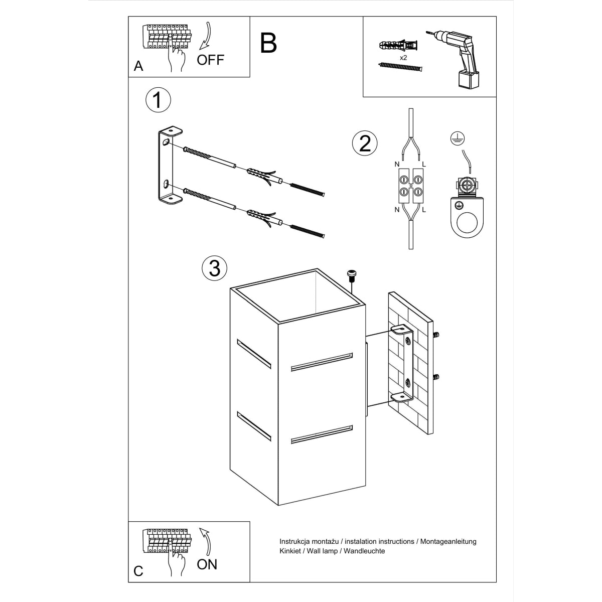 Wandlamp BLOCCO zwart