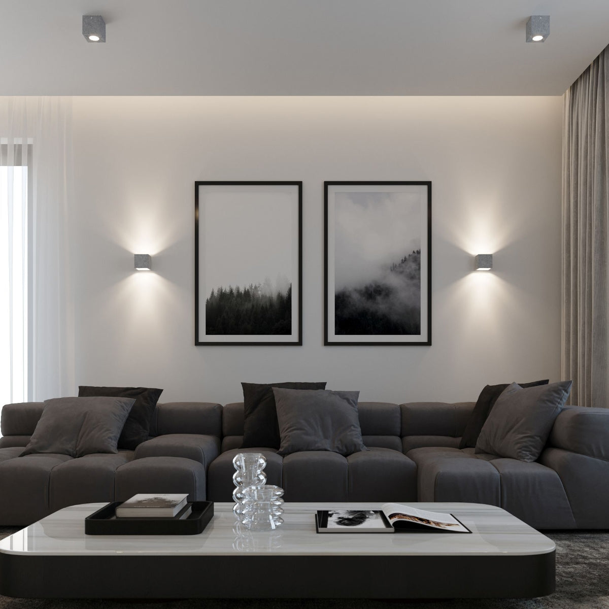 Plafondlamp QUAD beton