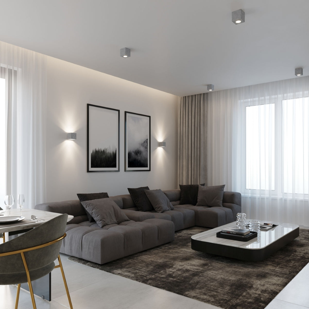 Plafondlamp QUAD beton