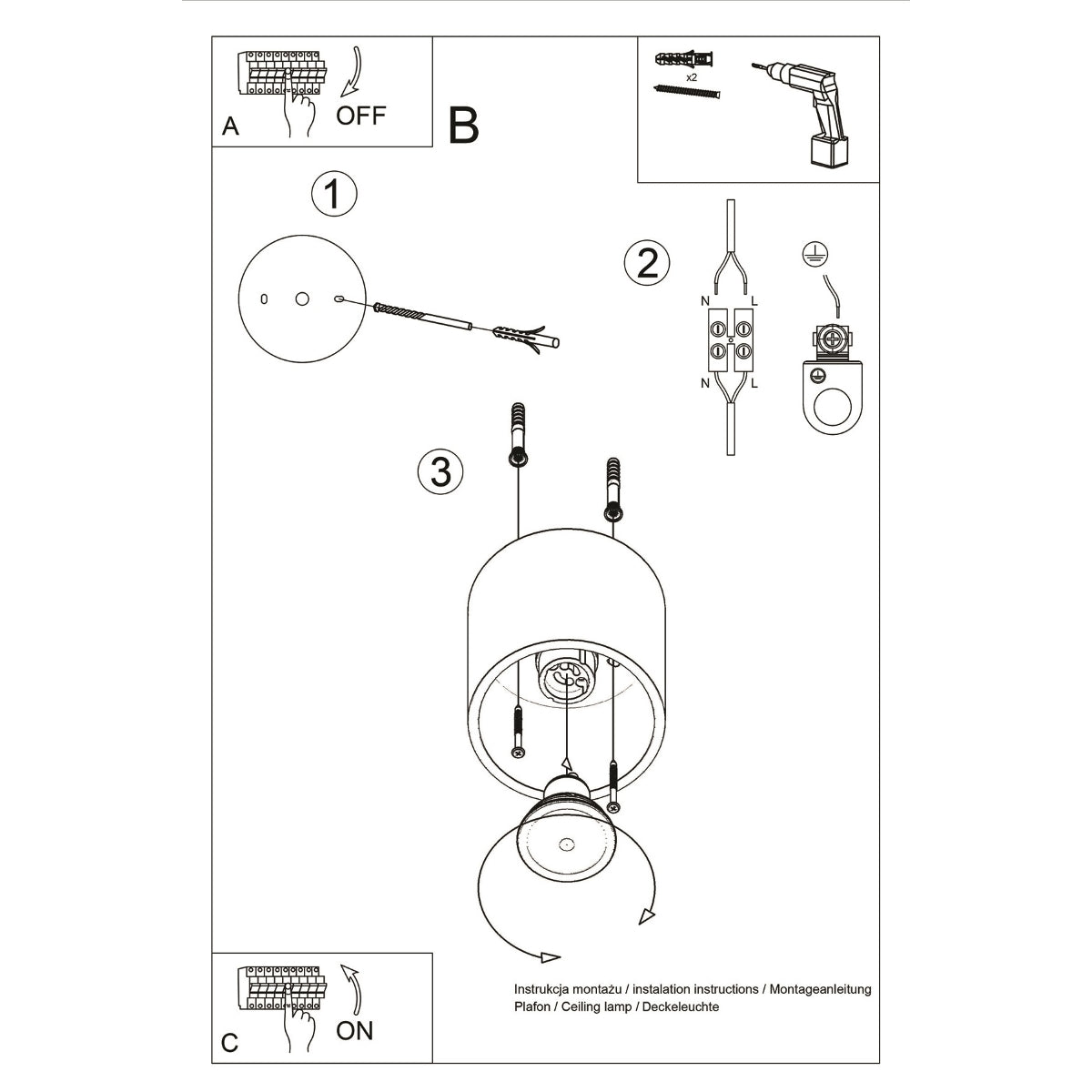 Plafondlamp ORBIS 1 antraciet