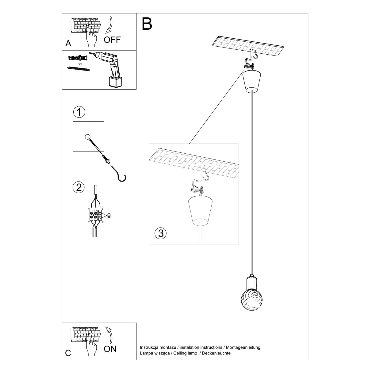 Hanglamp DIEGO 1 geel
