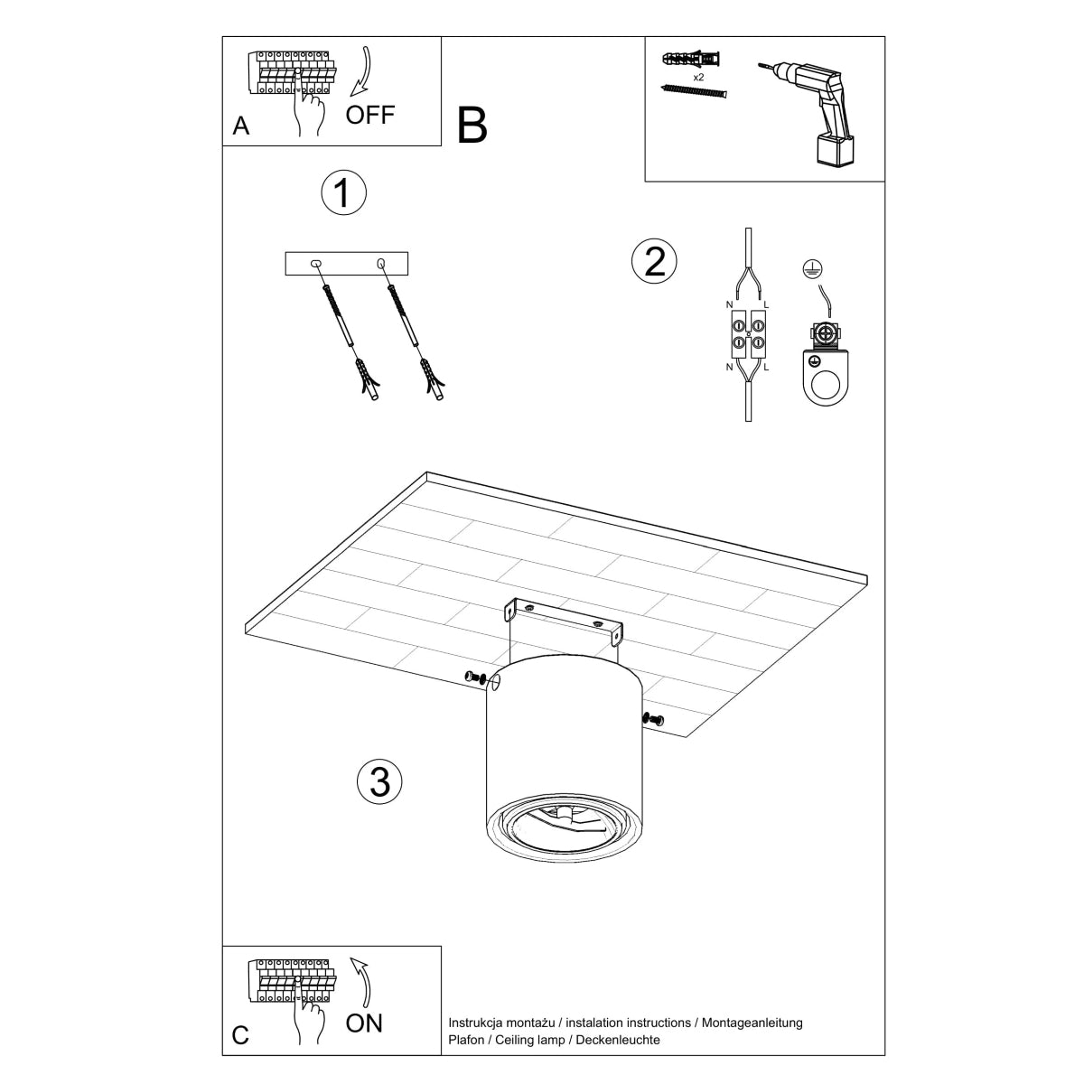 Plafondlamp CULLO beton